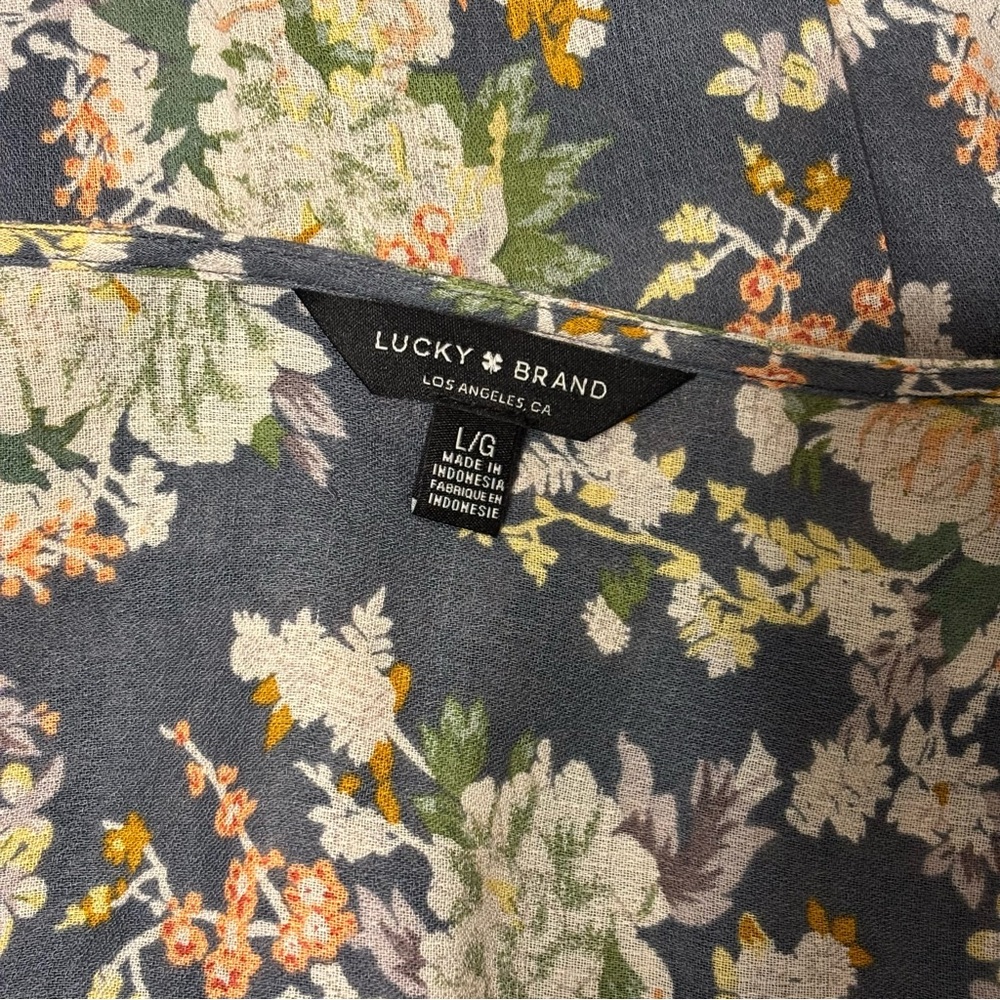 Lucky Brand Floral Tie-Waist Blouse - Size Large - Picture 10 of 15